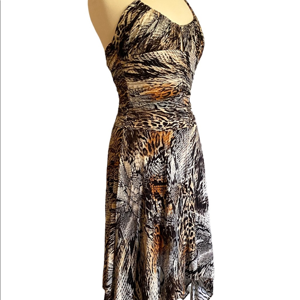Vintage Mary L Couture Animal Print Ruched Halter Top Dress 8 Body Con Cocktail